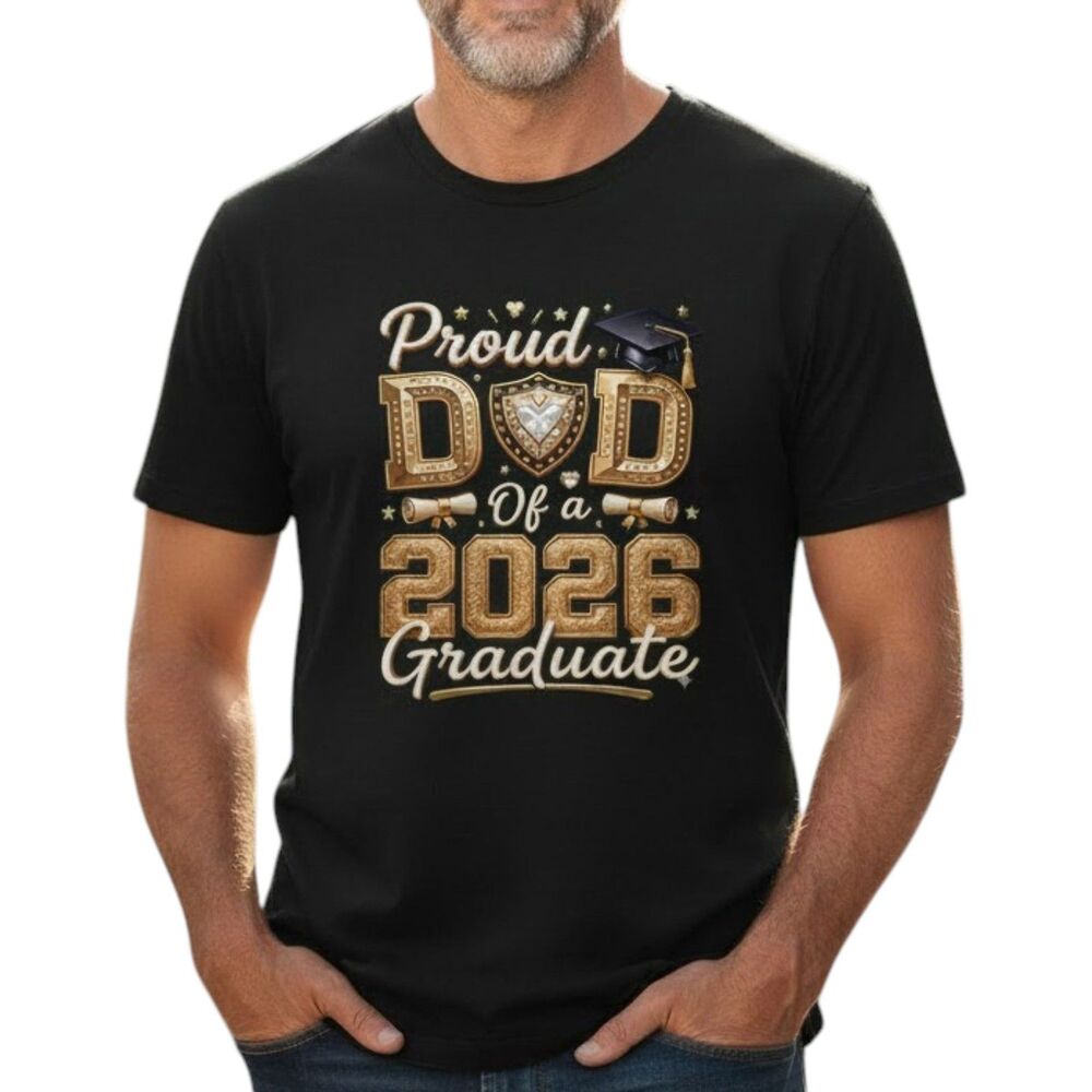 Proud Dad Of A 2026 Graduate Graphic T-Shirt Cotton Men's Casual Commemorative